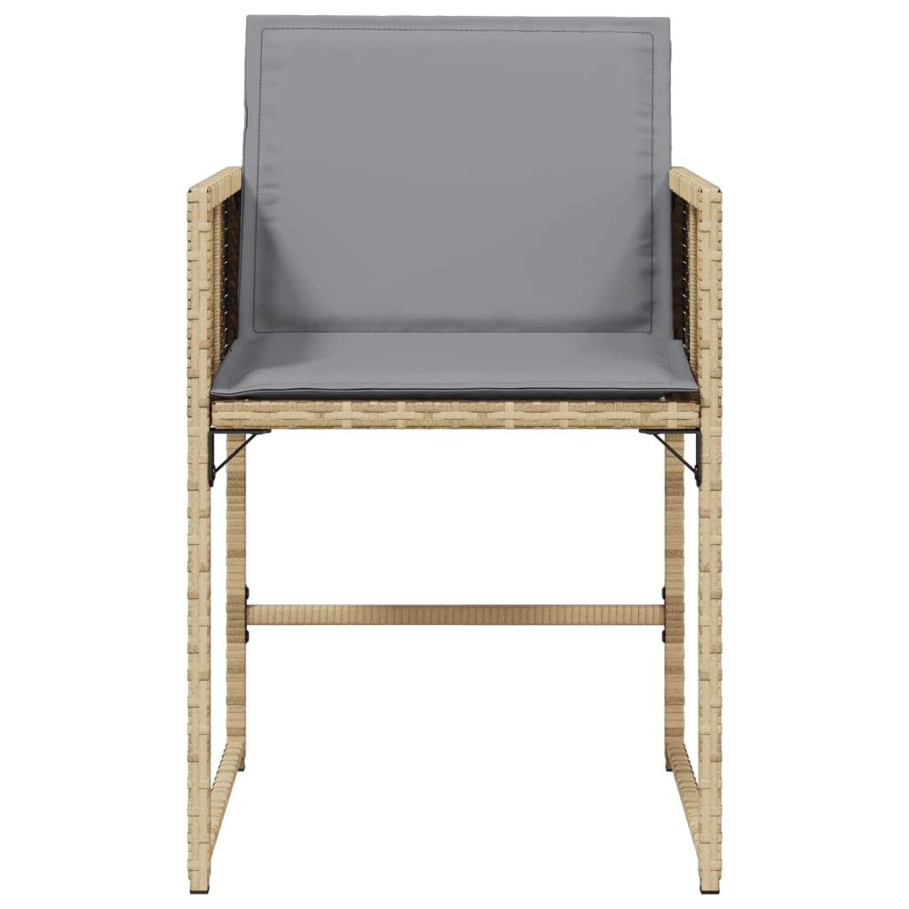 vidaXL Καρέκλες Κήπου 4 τεμ. Μικτό Μπεζ Συνθετικό Ρατάν με Μαξιλάρια