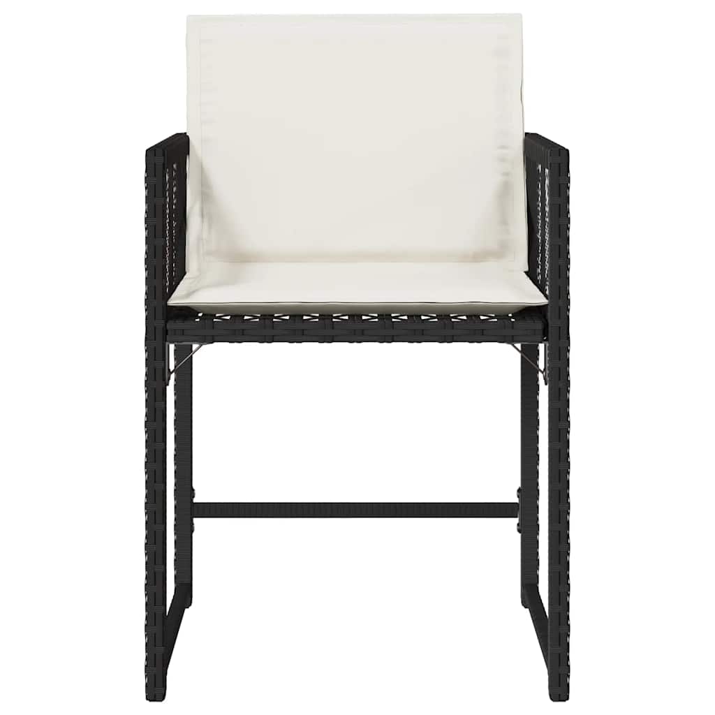 vidaXL Καρέκλες Κήπου 4 τεμ. Μαύρες από Συνθετικό Ρατάν με Μαξιλάρια