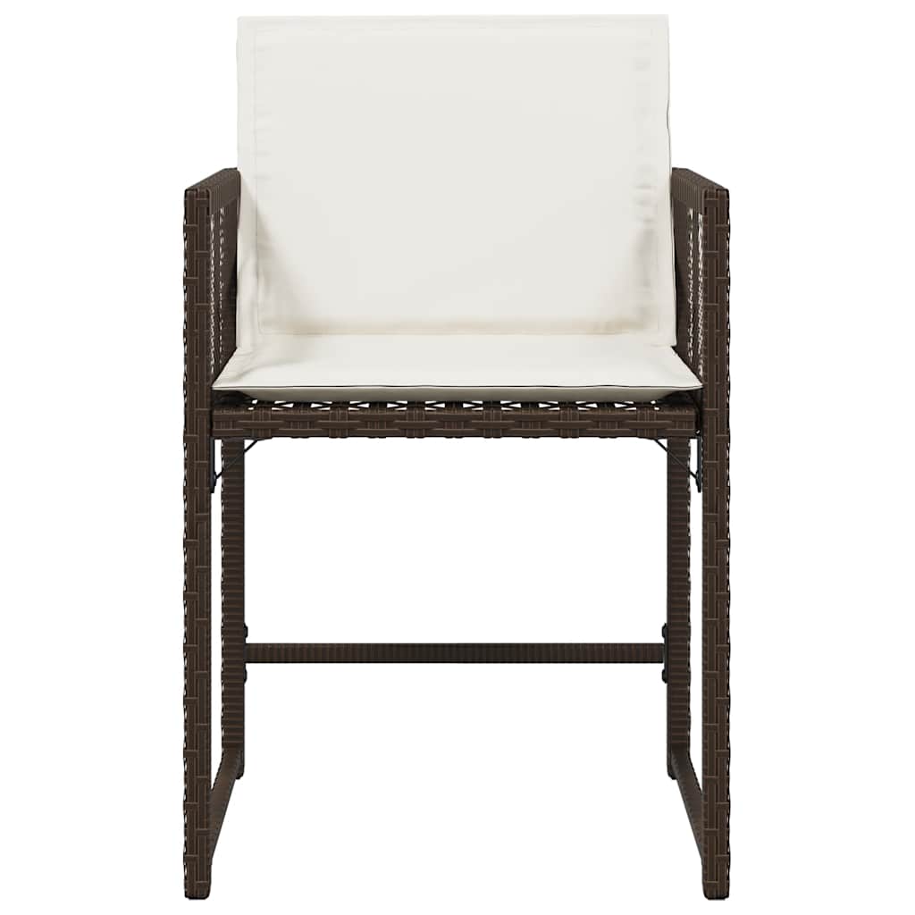 vidaXL Καρέκλες Κήπου 4 τεμ. Καφέ Συνθ. Ρατάν Μαξιλάρια