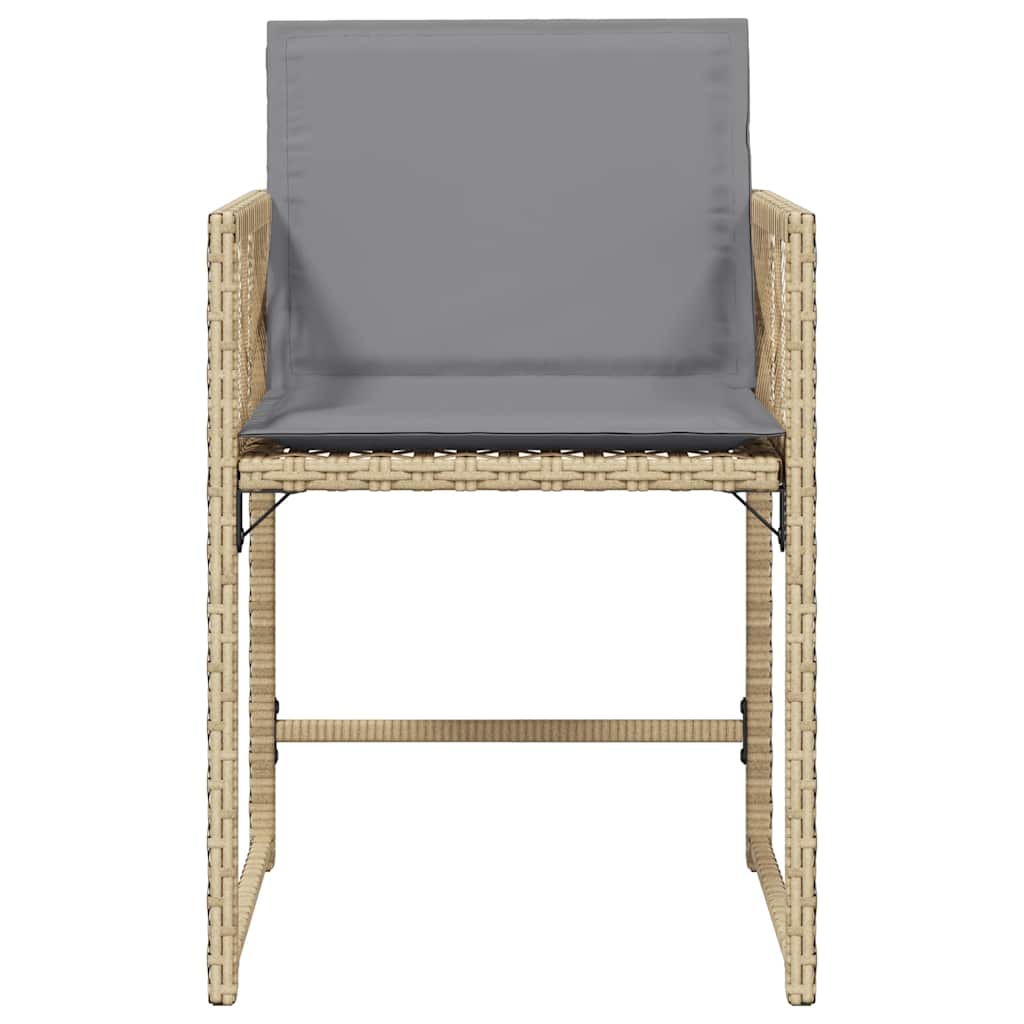 vidaXL Καρέκλες Κήπου 4 τεμ. Μικτό Μπεζ Συνθετικό Ρατάν με Μαξιλάρια