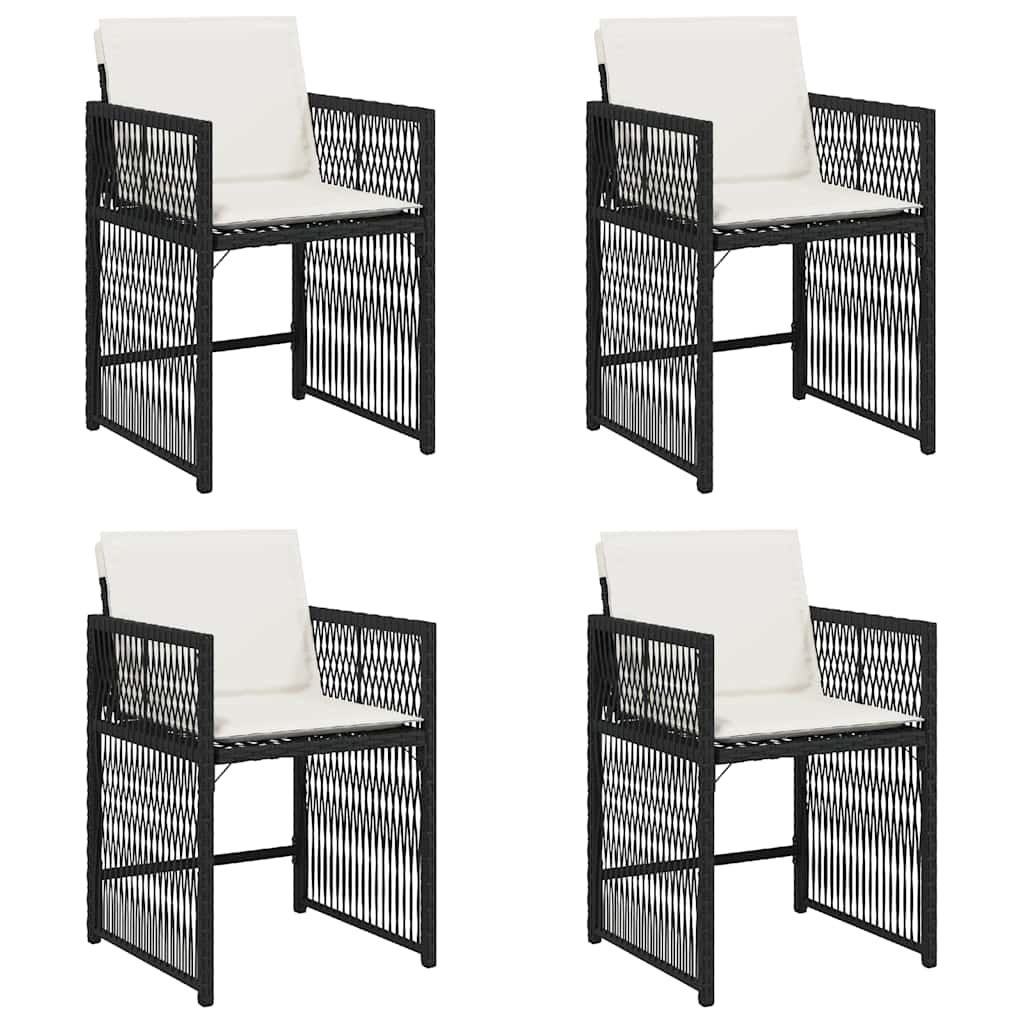 vidaXL Καρέκλες Κήπου 4 τεμ. Μαύρες από Συνθετικό Ρατάν με Μαξιλάρια