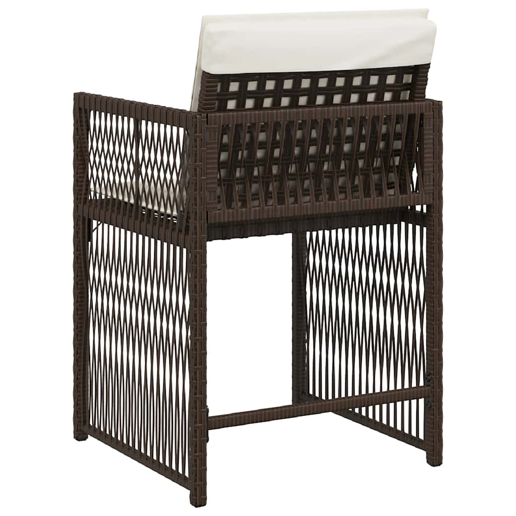 vidaXL Καρέκλες Κήπου 4 τεμ. Καφέ Συνθ. Ρατάν Μαξιλάρια