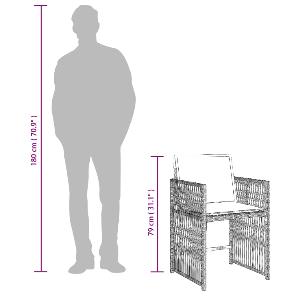 vidaXL Καρέκλες Κήπου 4 τεμ. Αν. Γκρι από Συνθετικό Ρατάν με Μαξιλάρια