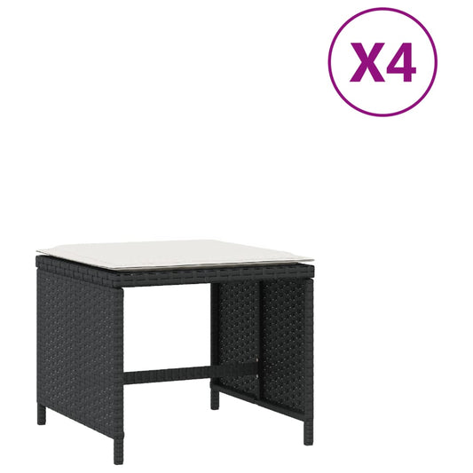 vidaXL Σκαμπό Κήπου 4 τεμ. Μαύρα 41x41x36 Συνθετικό Ρατάν με Μαξιλάρια
