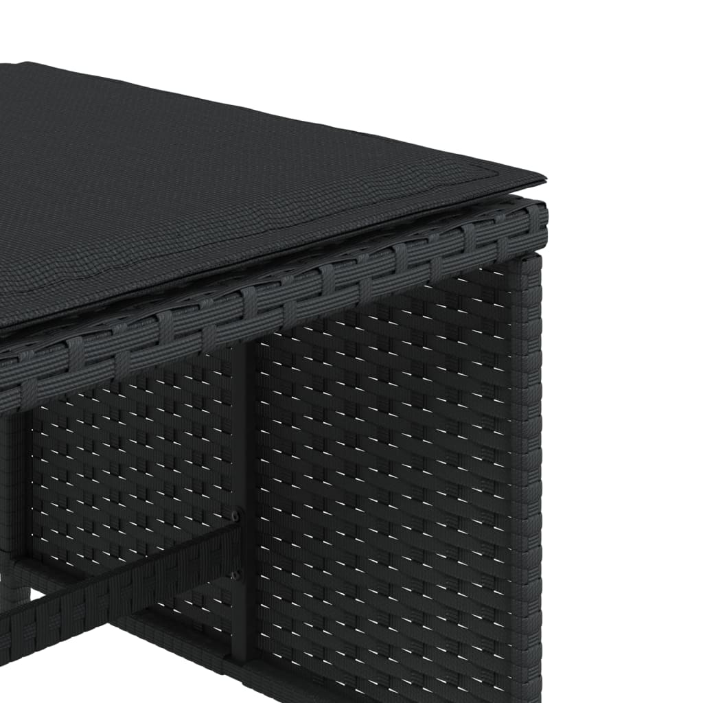 vidaXL Σκαμπό Κήπου 4 τεμ. Μαύρα 41x41x36 Συνθετικό Ρατάν με Μαξιλάρια