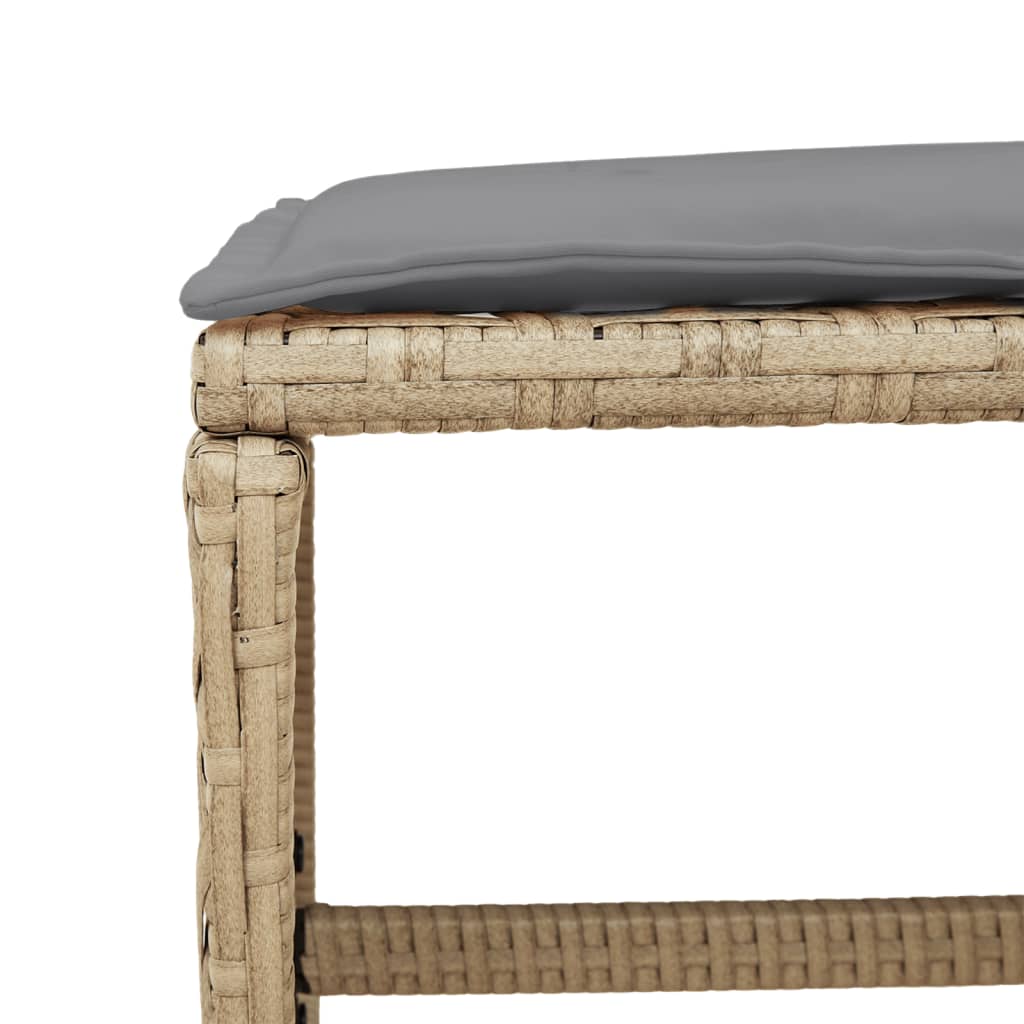 vidaXL Σκαμπό Κήπου 4 τεμ Μικτό Μπεζ 41x41x36 εκ Συνθ. Ρατάν+Μαξιλάρια