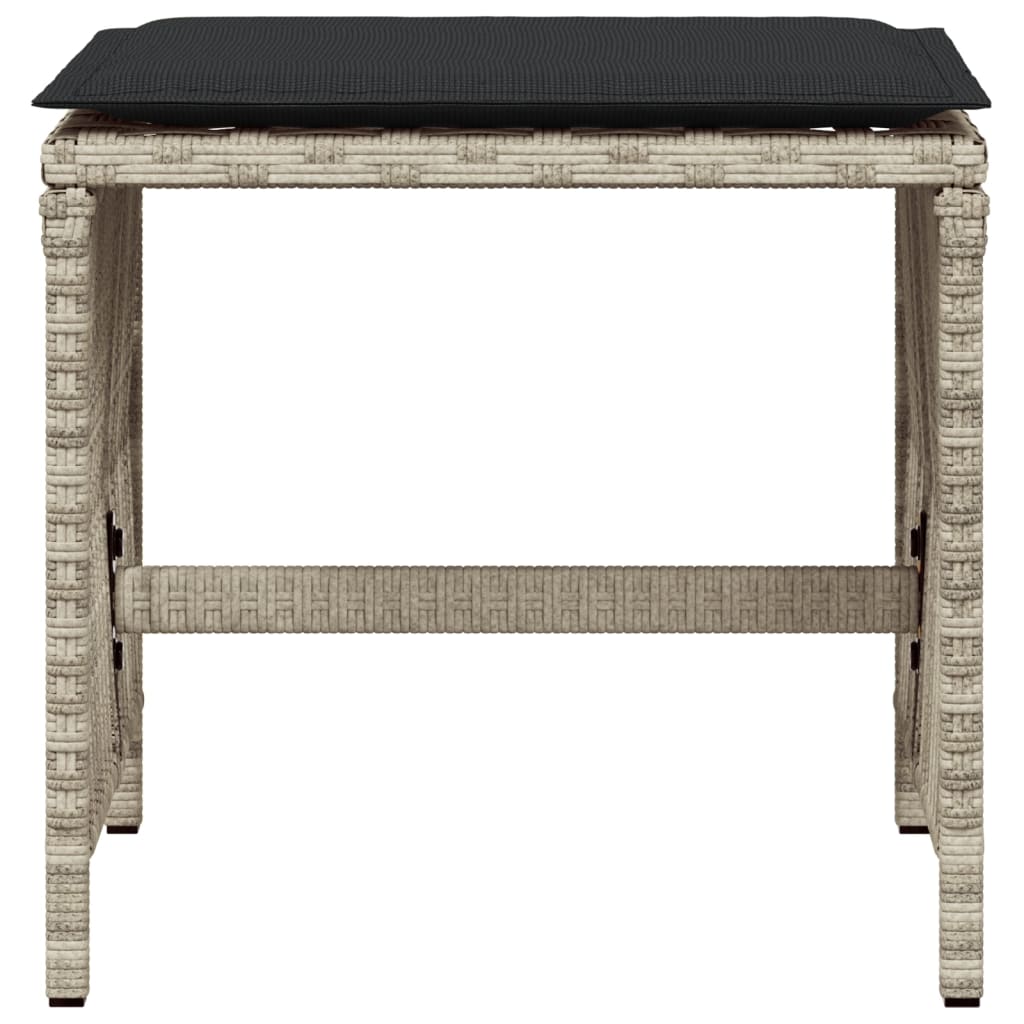 vidaXL Σκαμπό Κήπου 4 τεμ. Αν. Γκρι 41x41x36 εκ. Συνθ. Ρατάν Μαξιλάρια