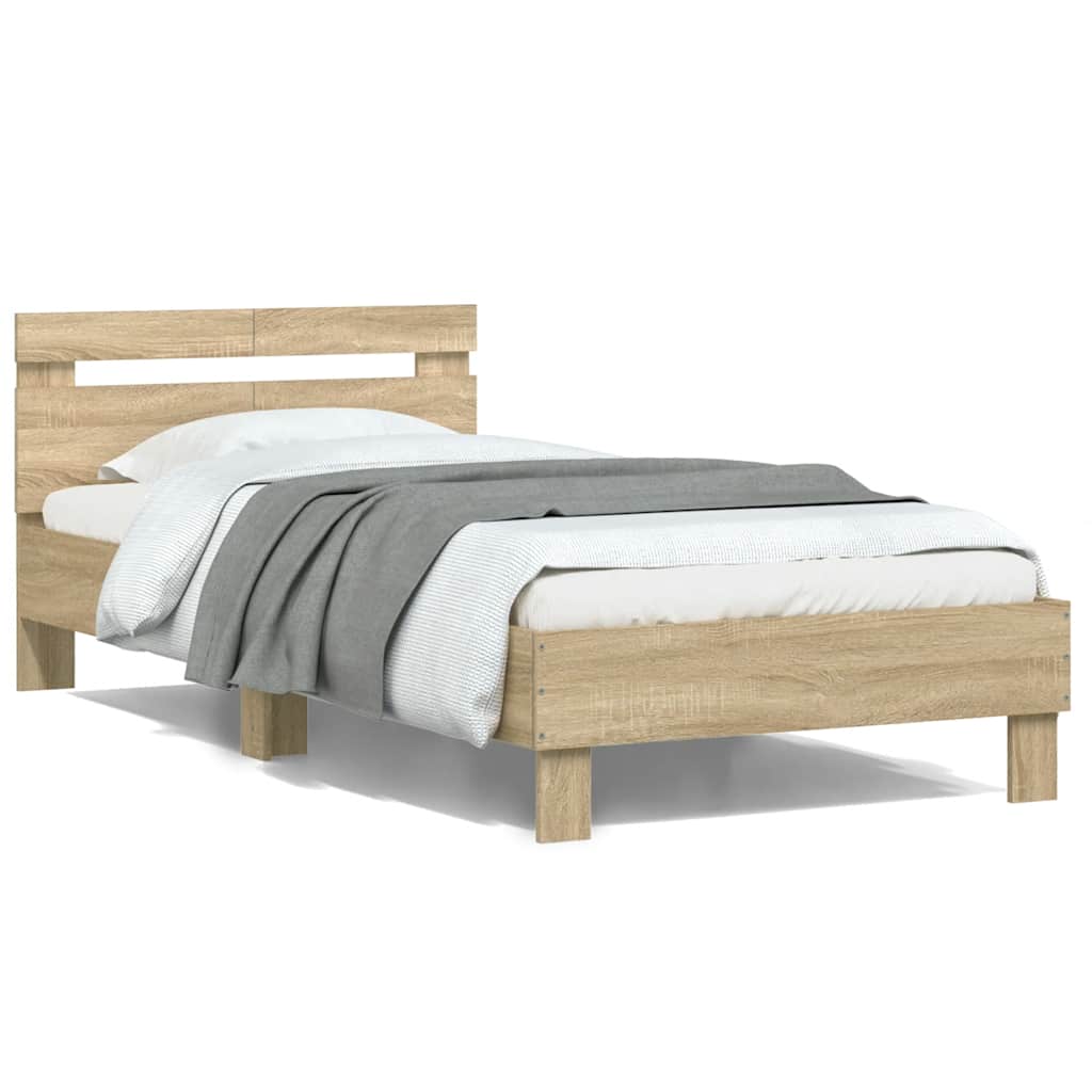 vidaXL Πλαίσιο Κρεβατιού με Κεφαλάρι Sonoma Δρυς 100x200εκ. Επεξ. Ξύλο
