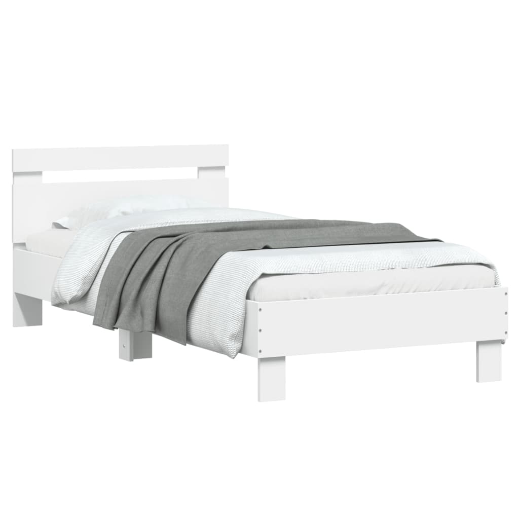 vidaXL Πλαίσιο Κρεβατιού με Κεφαλάρι Λευκό 75x190 εκ. Επεξ. Ξύλο
