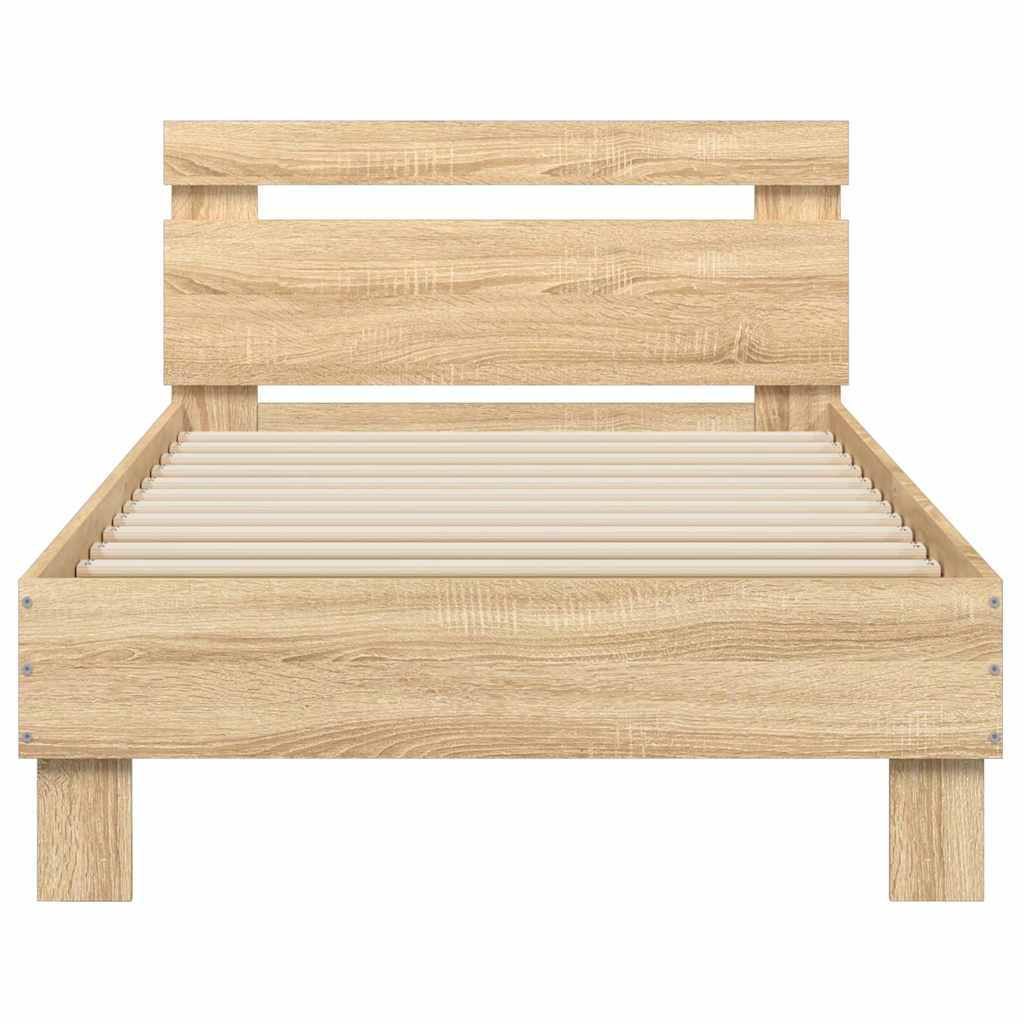 vidaXL Πλαίσιο Κρεβατιού με Κεφαλάρι Sonoma Δρυς 75x190 εκ. Επεξ. Ξύλο