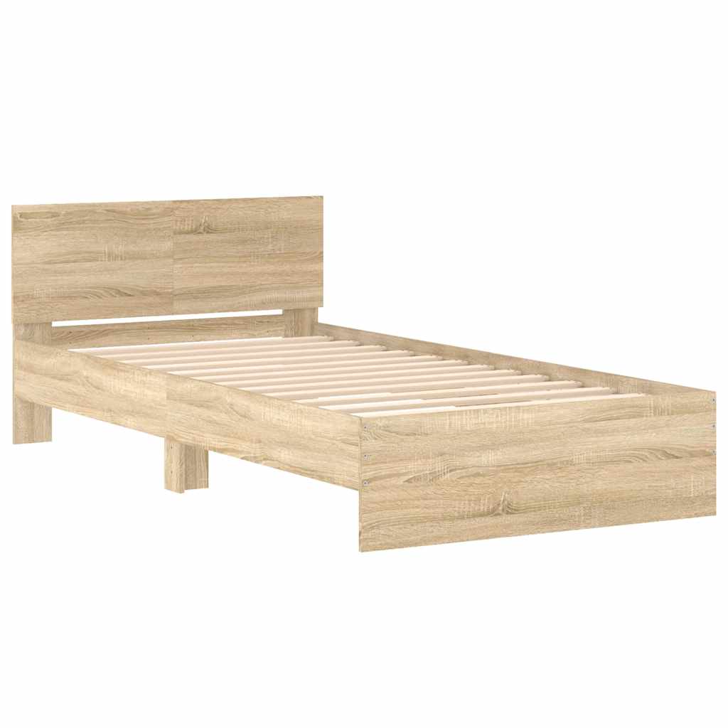 vidaXL Πλαίσιο Κρεβατιού με Κεφαλάρι Sonoma Δρυς 100x200εκ. Επεξ. Ξύλο