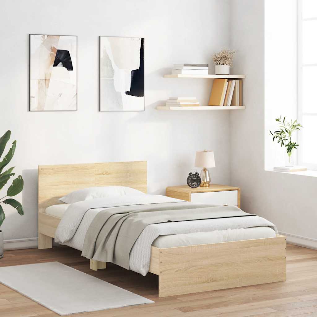 vidaXL Πλαίσιο Κρεβατιού με Κεφαλάρι Sonoma Δρυς 100x200εκ. Επεξ. Ξύλο