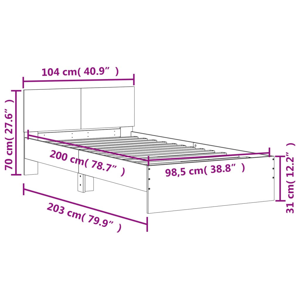 vidaXL Σκελετός Κρεβατιού Χωρ. Στρώμα +Κεφαλάρι Καπνιστή Δρυς