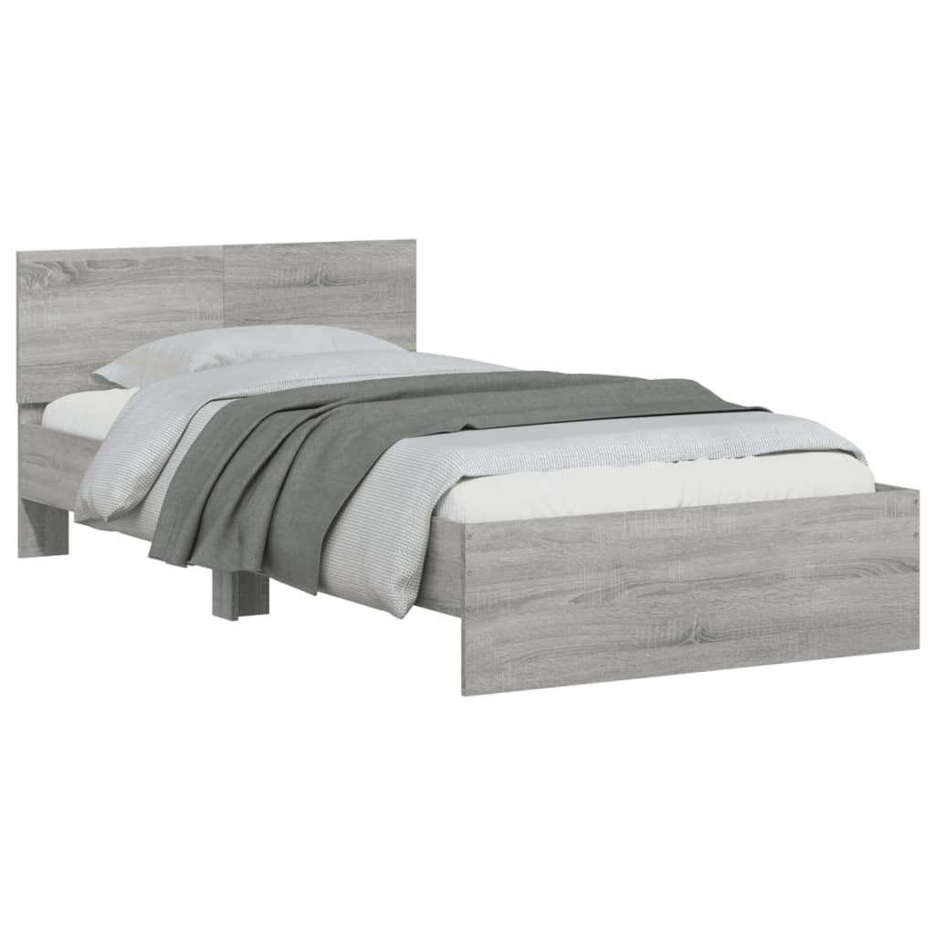 vidaXL Πλαίσιο Κρεβατιού με Κεφαλάρι Γκρι Sonoma 100x200εκ. Επεξ. Ξύλο
