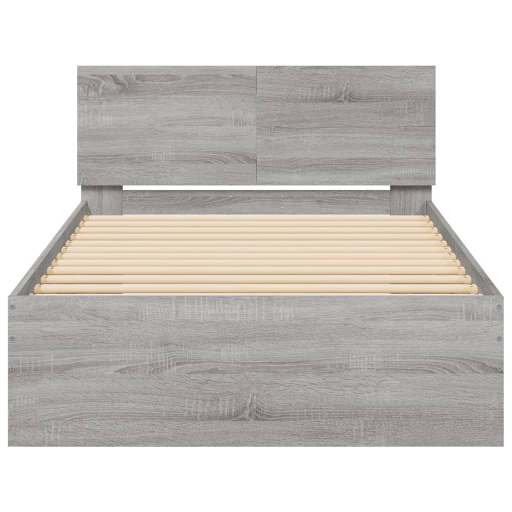 vidaXL Πλαίσιο Κρεβατιού με Κεφαλάρι Γκρι Sonoma 100x200εκ. Επεξ. Ξύλο