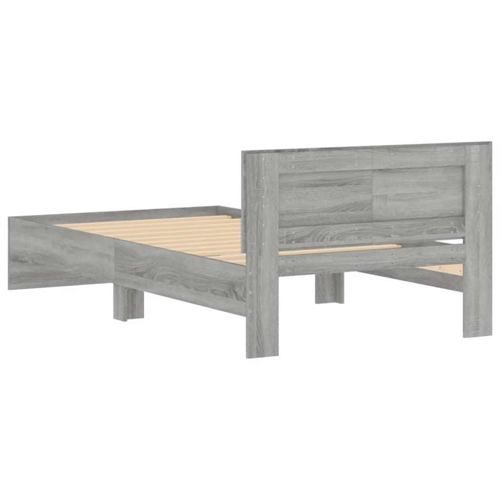 vidaXL Πλαίσιο Κρεβατιού με Κεφαλάρι Γκρι Sonoma 100x200εκ. Επεξ. Ξύλο