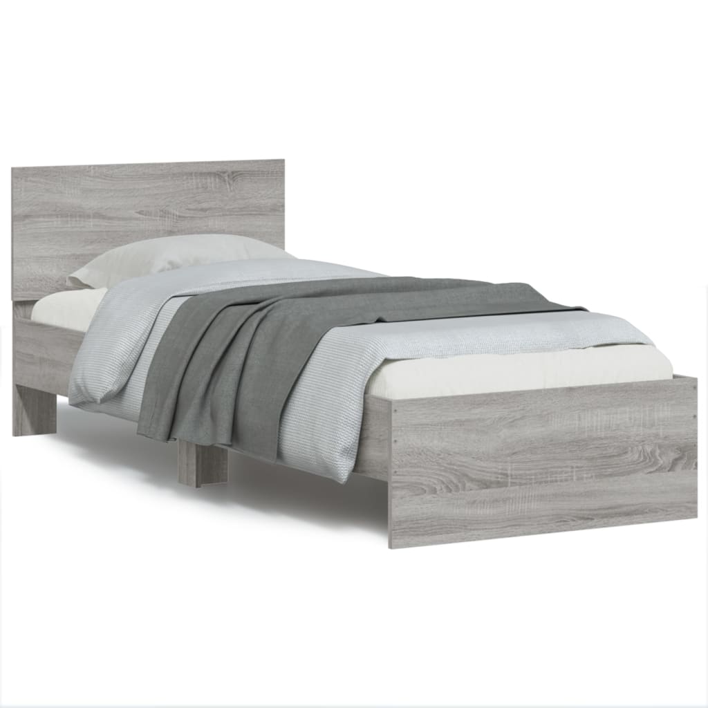 vidaXL Πλαίσιο Κρεβατιού με Κεφαλάρι Γκρι Sonoma 90x200 εκ. Επεξ. Ξύλο