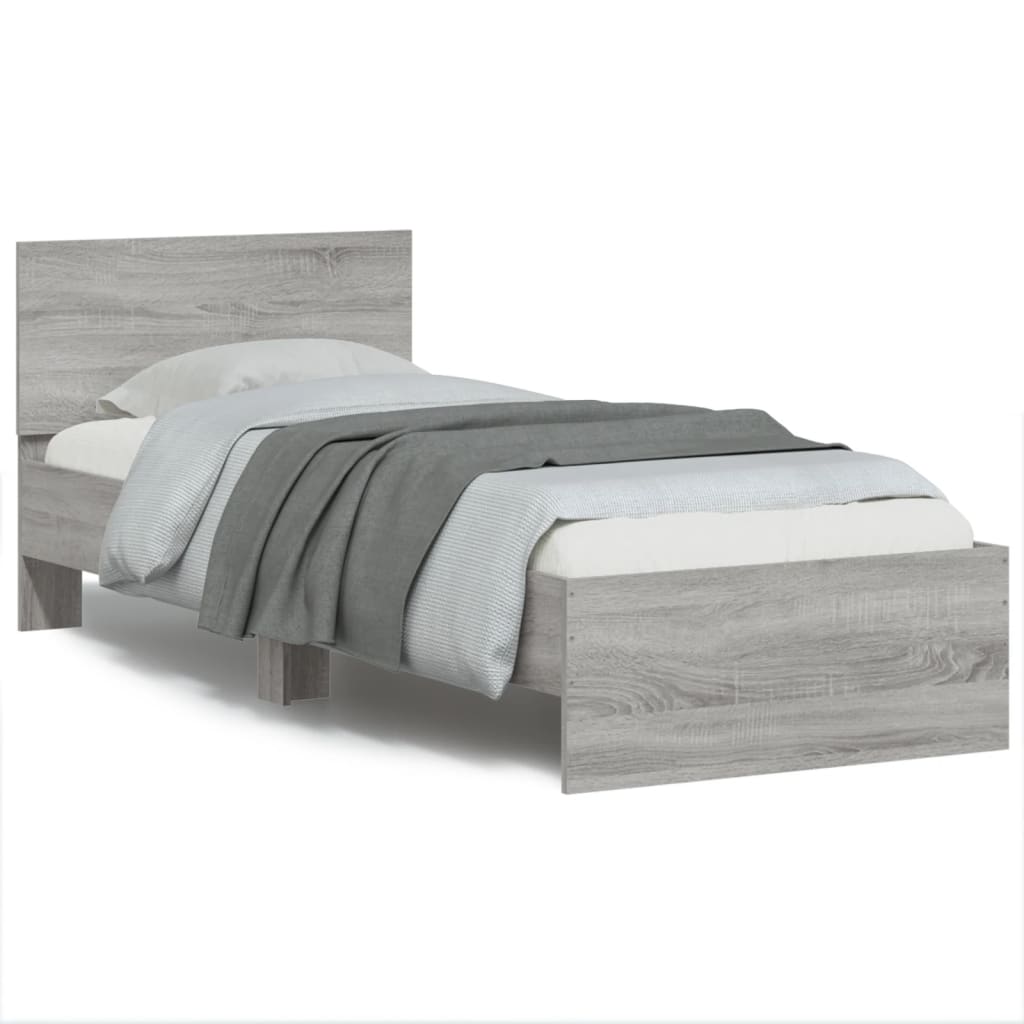 vidaXL Πλαίσιο Κρεβατιού με Κεφαλάρι Γκρι Sonoma 90x190 εκ. Επεξ. Ξύλο