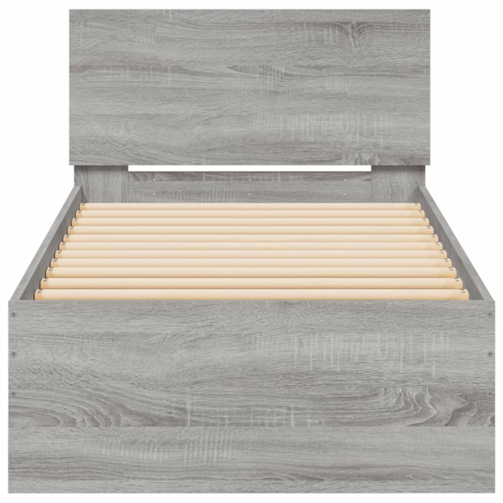 vidaXL Πλαίσιο Κρεβατιού με Κεφαλάρι Γκρι Sonoma 90x190 εκ. Επεξ. Ξύλο