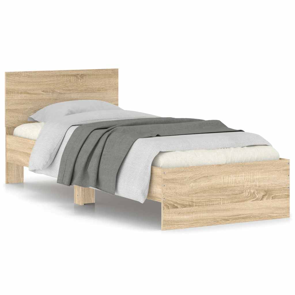 vidaXL Πλαίσιο Κρεβατιού με Κεφαλάρι Sonoma Δρυς 75x190 εκ. Επεξ. Ξύλο