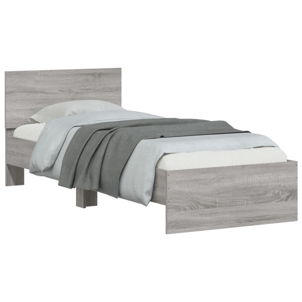 vidaXL Πλαίσιο Κρεβατιού με Κεφαλάρι Γκρι Sonoma 75x190 εκ. Επεξ. Ξύλο