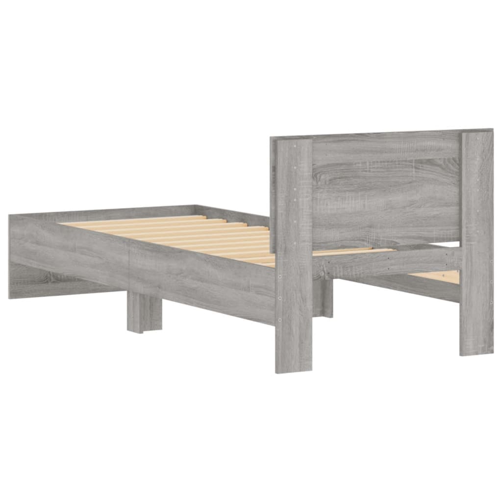 vidaXL Πλαίσιο Κρεβατιού με Κεφαλάρι Γκρι Sonoma 75x190 εκ. Επεξ. Ξύλο