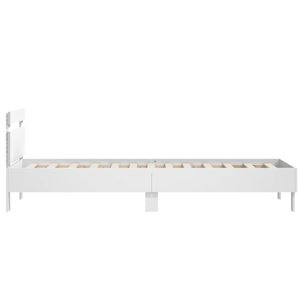 vidaXL Πλαίσιο Κρεβατιού με Κεφαλάρι/LED Λευκό 90 x 190 εκ.