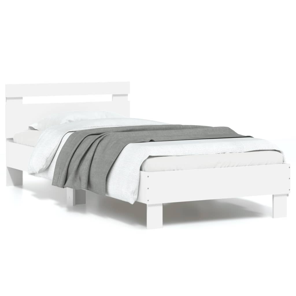 vidaXL Πλαίσιο Κρεβατιού με Κεφαλάρι/LED Λευκό 90 x 190 εκ.