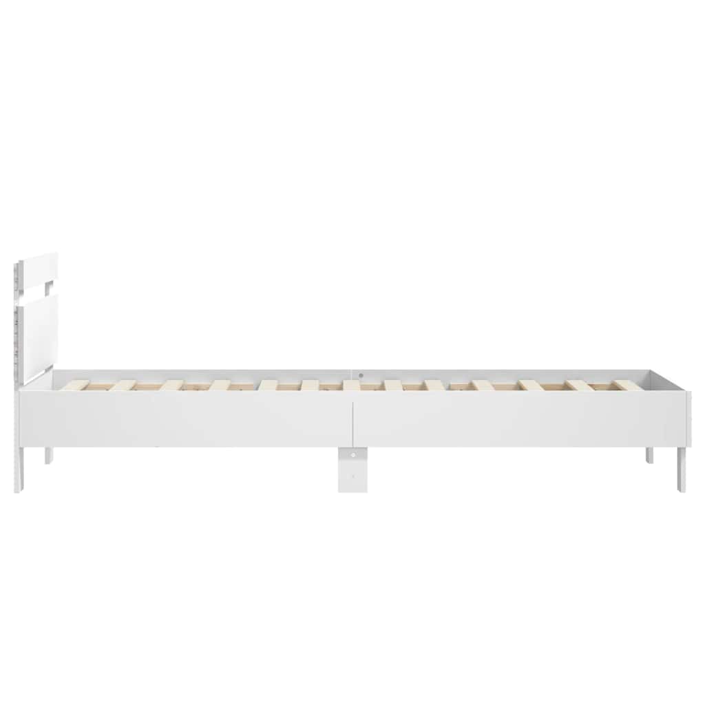 vidaXL Πλαίσιο Κρεβατιού με Κεφαλάρι & λυχνίες LED Λευκό 75 x 190 εκ.