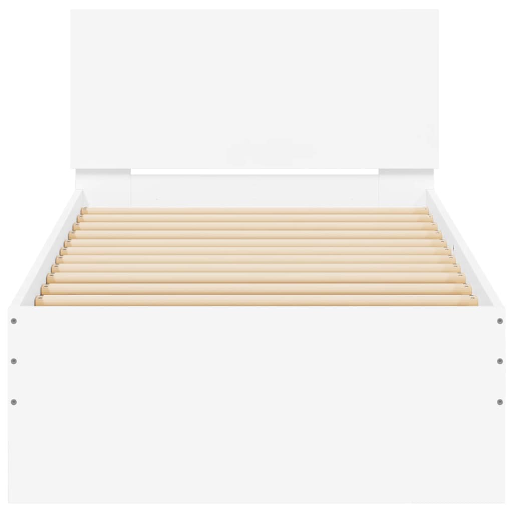 vidaXL Πλαίσιο Κρεβατιού με Κεφαλάρι/LED Λευκό 90 x 190 εκ.