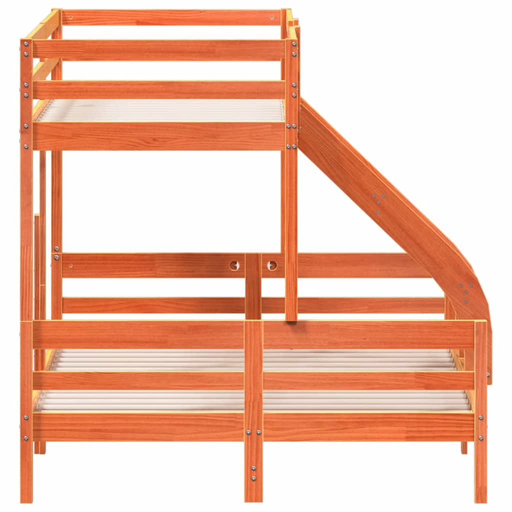 vidaXL Κουκέτα 90x200/140x200 εκ. Καφέ Κεριού από Μασίφ Ξύλο Πεύκου