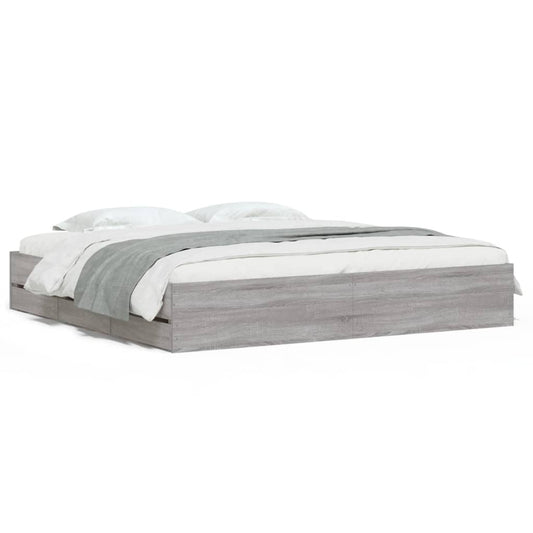 vidaXL Πλαίσιο Κρεβατιού με συρτάρια Γκρι sonoma 180x200εκ. Επεξ. Ξύλο