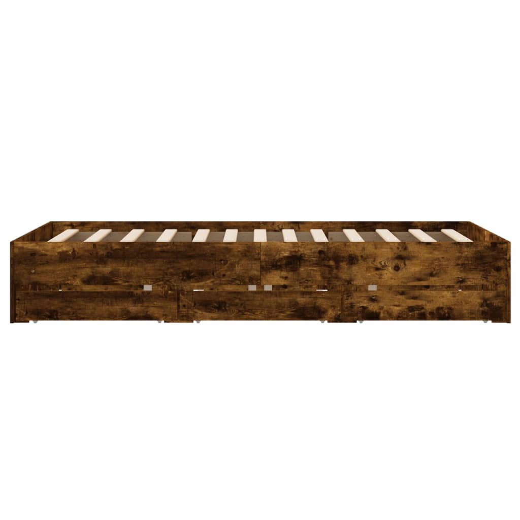 vidaXL Πλαίσιο Κρεβατιού με συρτάρια Καπνιστή δρυς120x200εκ.Επεξ. Ξύλο