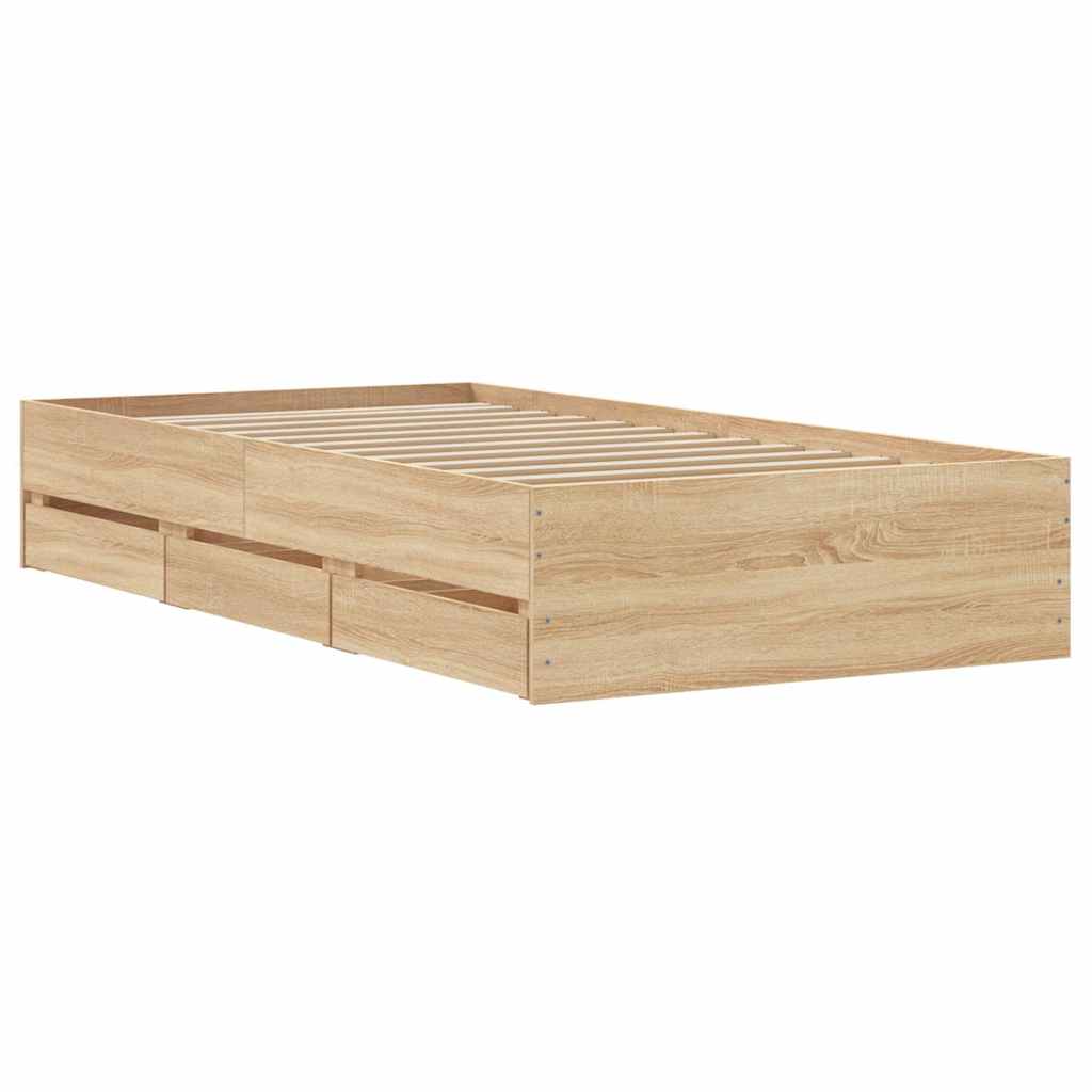 vidaXL Πλαίσιο Κρεβατιού με συρτάρια Sonoma Δρυς 90x200εκ. Επεξ. Ξύλο