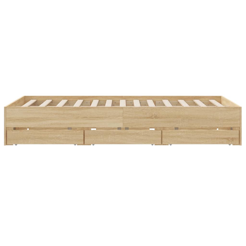 vidaXL Πλαίσιο Κρεβατιού με συρτάρια Sonoma Δρυς 140x190εκ. Επεξ. Ξύλο