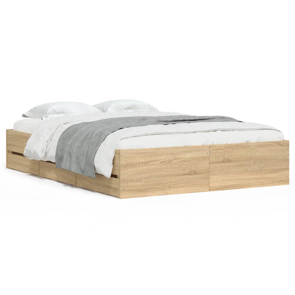 vidaXL Πλαίσιο Κρεβατιού με συρτάρια Sonoma Δρυς 120x190εκ. Επεξ. Ξύλο