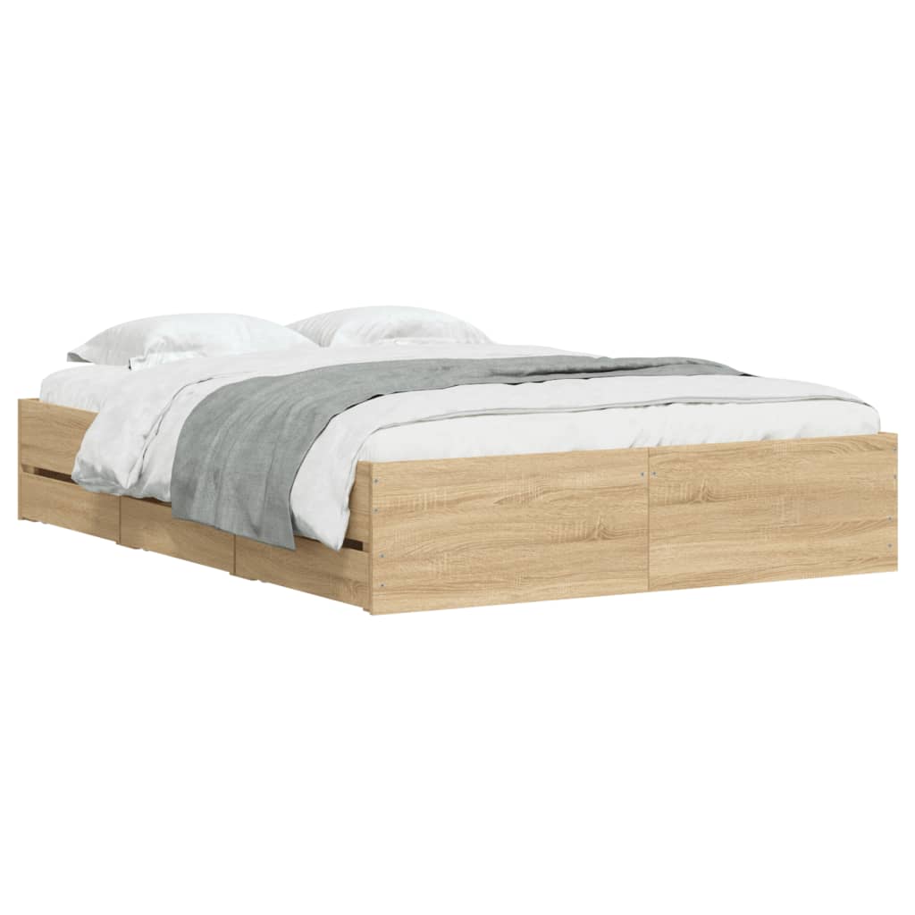 vidaXL Πλαίσιο Κρεβατιού με συρτάρια Sonoma Δρυς 120x190εκ. Επεξ. Ξύλο