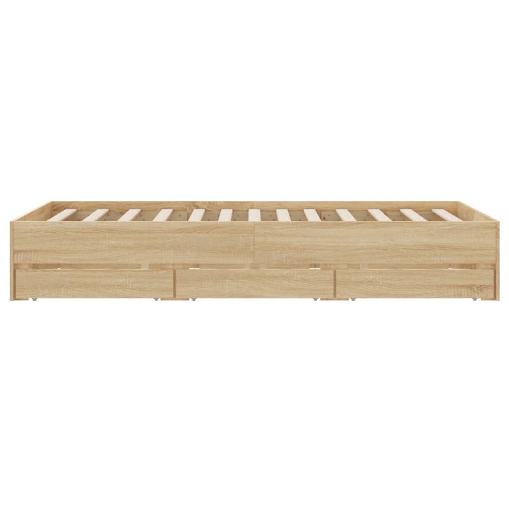 vidaXL Πλαίσιο Κρεβατιού με συρτάρια Sonoma Δρυς 120x190εκ. Επεξ. Ξύλο