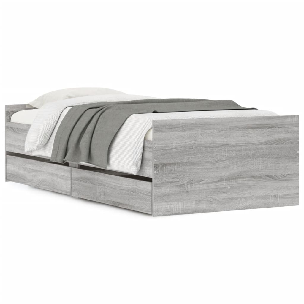 vidaXL Πλαίσιο Κρεβατιού με Συρτάρια Γκρι sonoma 100x200 εκ.