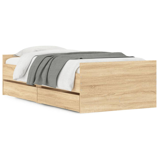 vidaXL Πλαίσιο Κρεβατιού Με Συρτάρια Sonoma Δρυς 75x190εκ Small Single