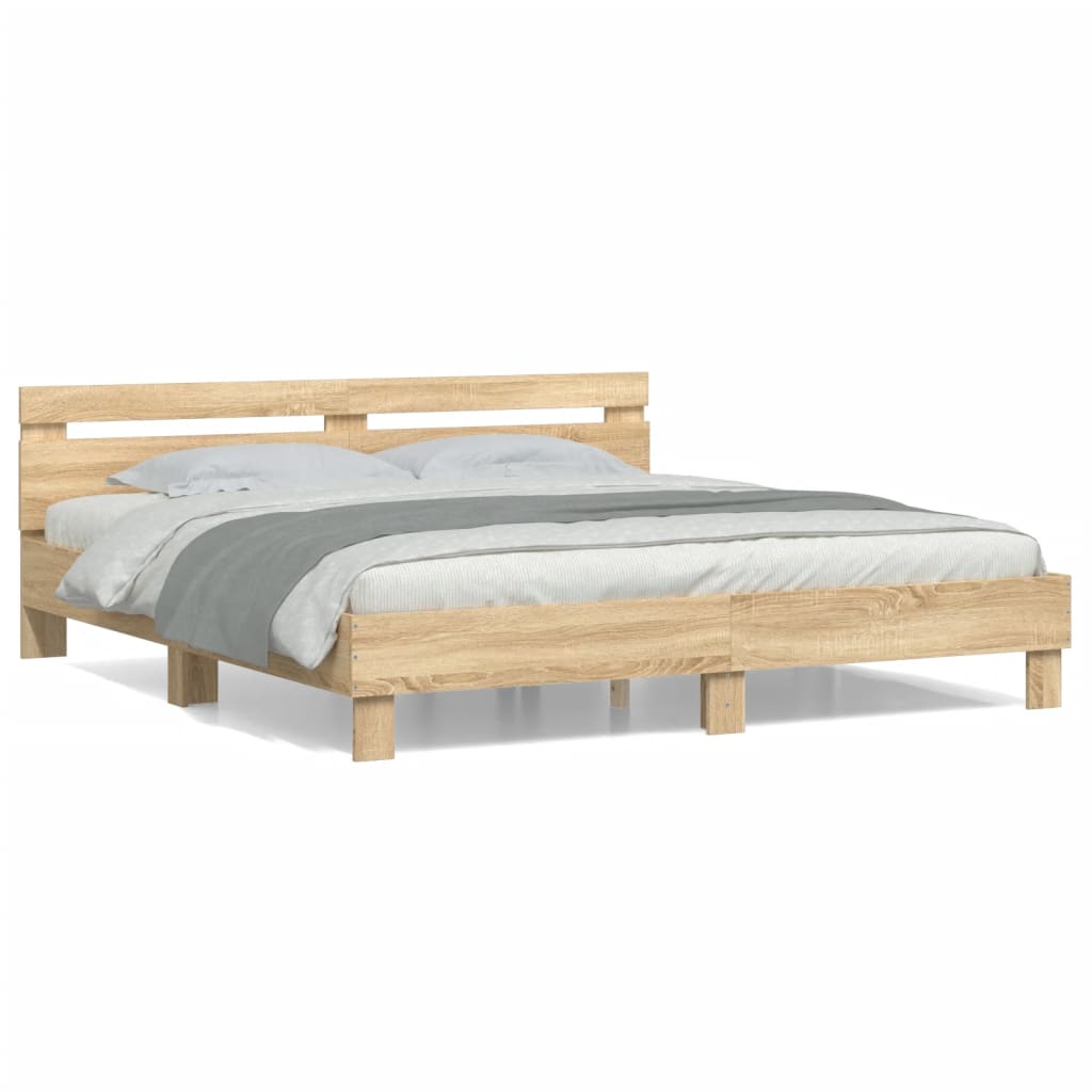 vidaXL Πλαίσιο Κρεβατιού με Κεφαλάρι Sonoma Δρυς 180x200εκ. Επεξ. Ξύλο