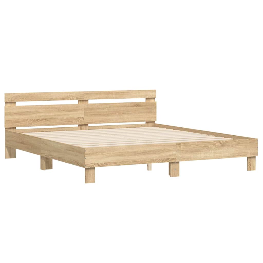 vidaXL Πλαίσιο Κρεβατιού με Κεφαλάρι Sonoma Δρυς 180x200εκ. Επεξ. Ξύλο