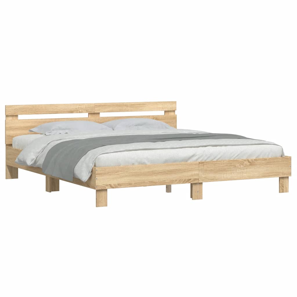 vidaXL Πλαίσιο Κρεβατιού με Κεφαλάρι Sonoma Δρυς 180x200εκ. Επεξ. Ξύλο