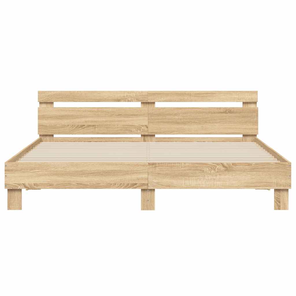 vidaXL Πλαίσιο Κρεβατιού με Κεφαλάρι Sonoma Δρυς 180x200εκ. Επεξ. Ξύλο