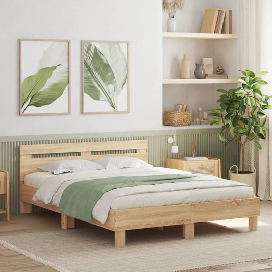 vidaXL Πλαίσιο Κρεβατιού με Κεφαλάρι Sonoma Δρυς 140x190εκ. Επεξ. Ξύλο