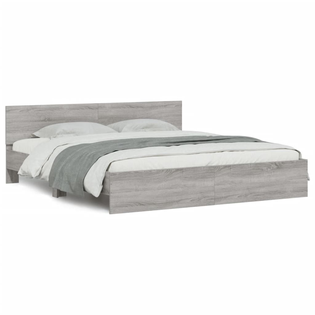 vidaXL Πλαίσιο Κρεβατιού με Κεφαλάρι Γκρι Sonoma 200x200 εκ.