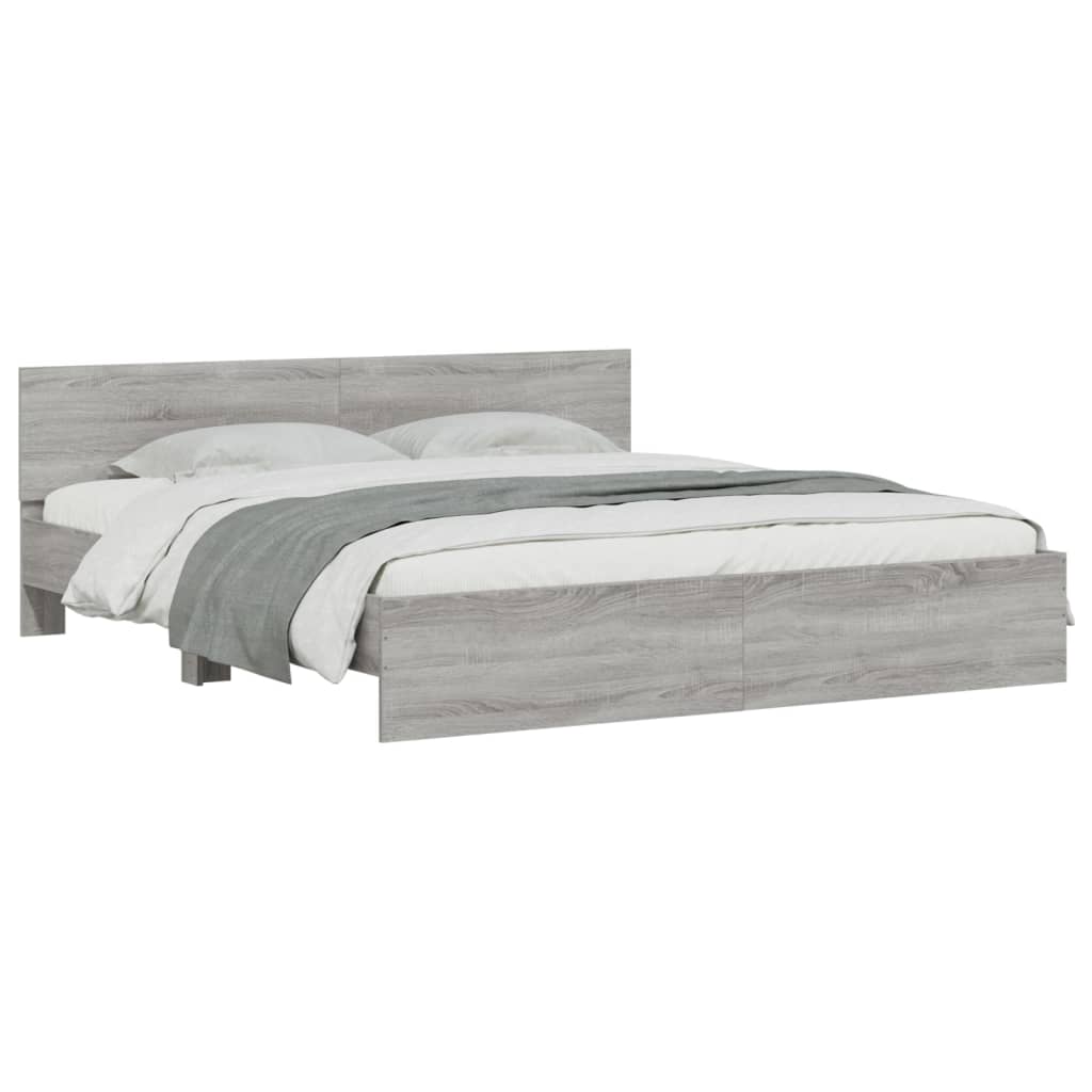vidaXL Πλαίσιο Κρεβατιού με Κεφαλάρι Γκρι Sonoma 200x200 εκ.