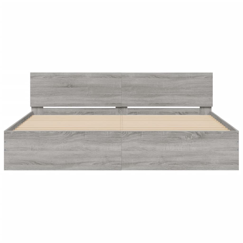 vidaXL Πλαίσιο Κρεβατιού με Κεφαλάρι Γκρι Sonoma 200x200 εκ.