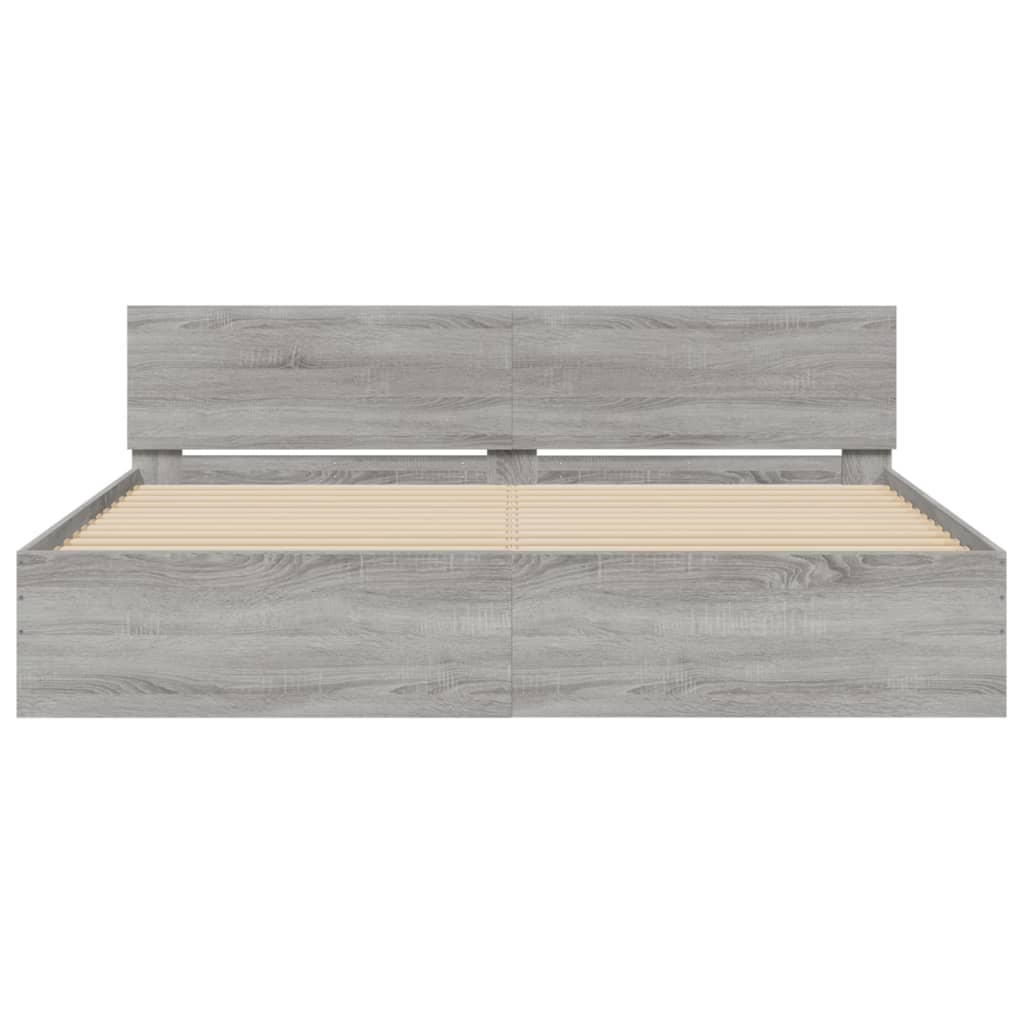 vidaXL Πλαίσιο Κρεβατιού με Κεφαλάρι Γκρι Sonoma 160x200 εκ.