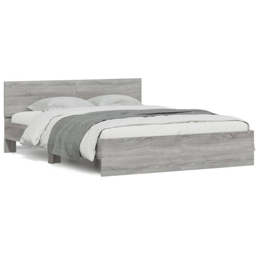 vidaXL Πλαίσιο Κρεβατιού με Κεφαλάρι Γκρι Sonoma 150x200 εκ.
